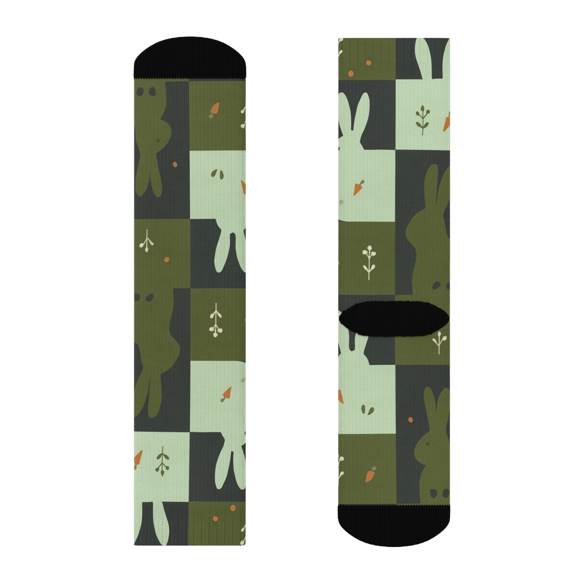 Meadow Tiles With Rabbit Silhouettes personalized crew socks