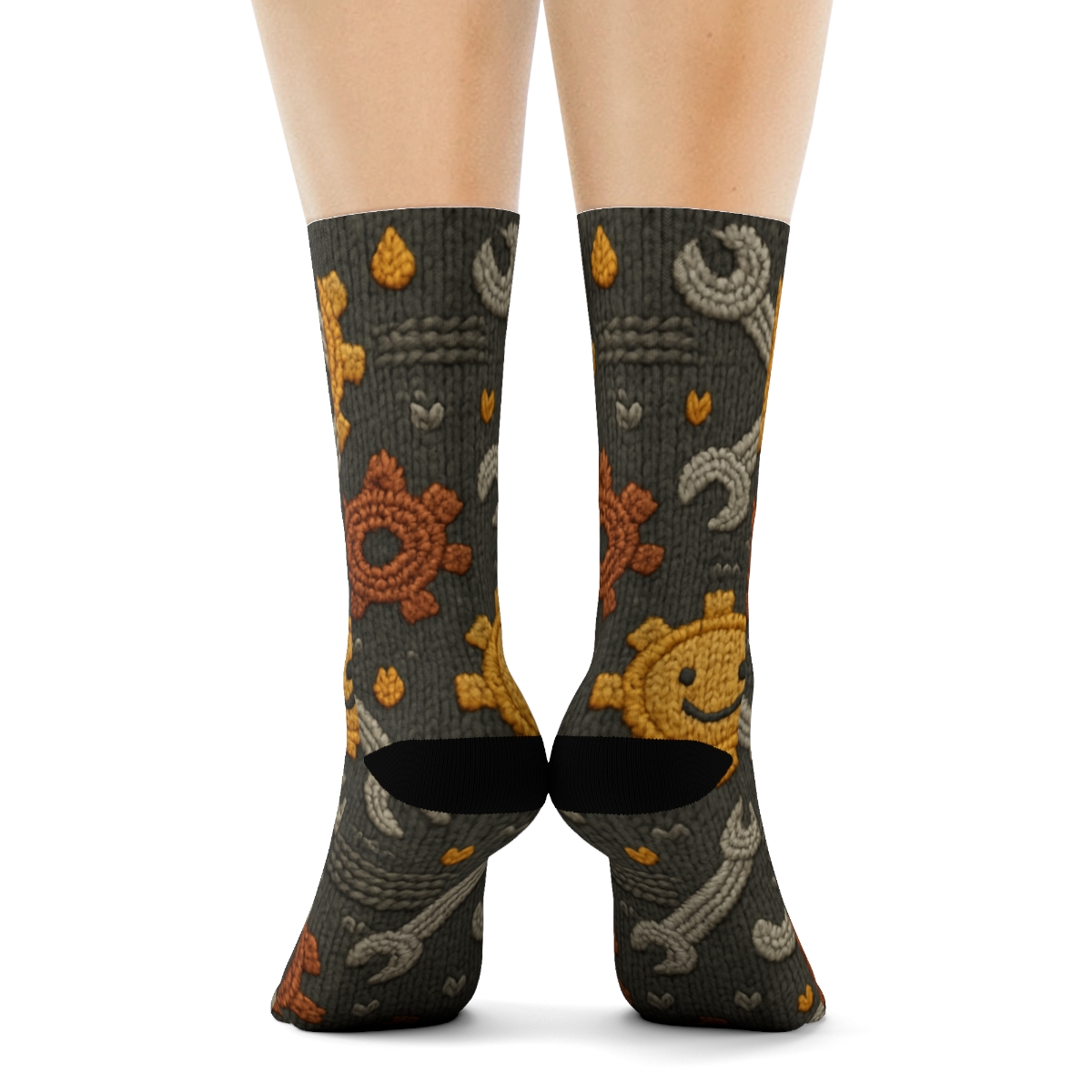 Mechanic Gear Carnival Knit Illusion personalized crew socks