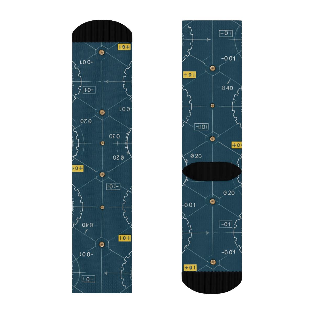 Mechanical Engineer Blueprint Lattice On Deep Teal soft everyday crew socks