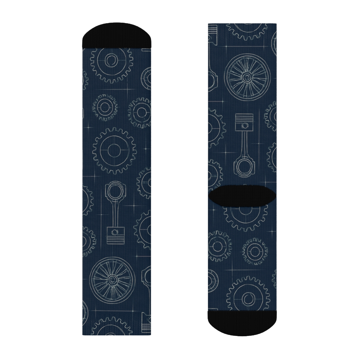 Mechanical Engineer Nebula Blueprint Grid designer printed crew socks