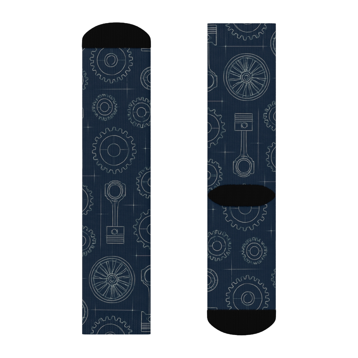 Mechanical Engineer Nebula Blueprint Grid designer printed crew socks