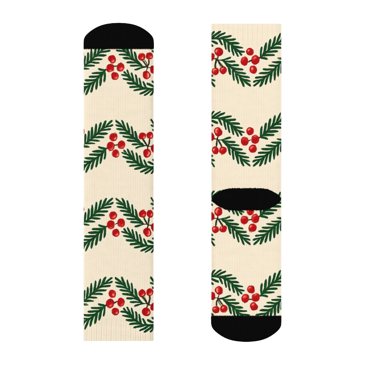 Merry Garland Border Holiday Design custom crew socks