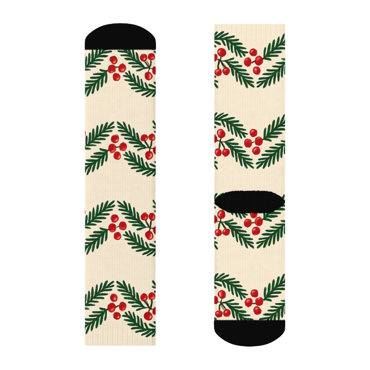 Merry Garland Border Holiday Design custom crew socks
