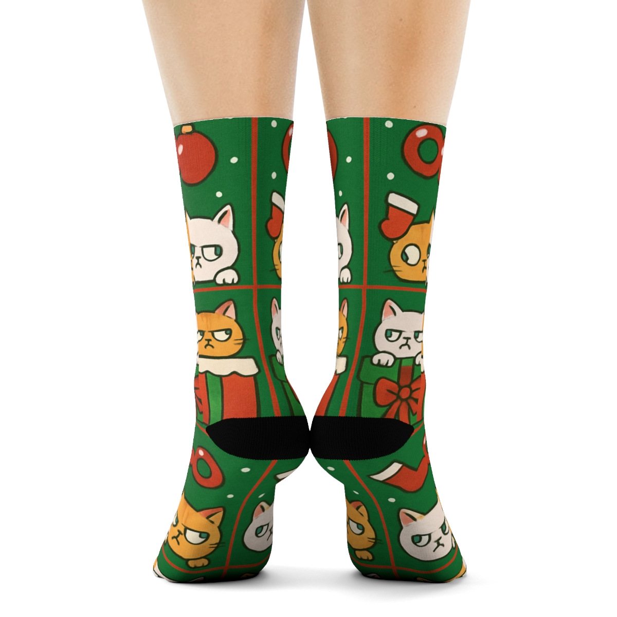 Merry Mischief Cat Mosaic personalized crew socks