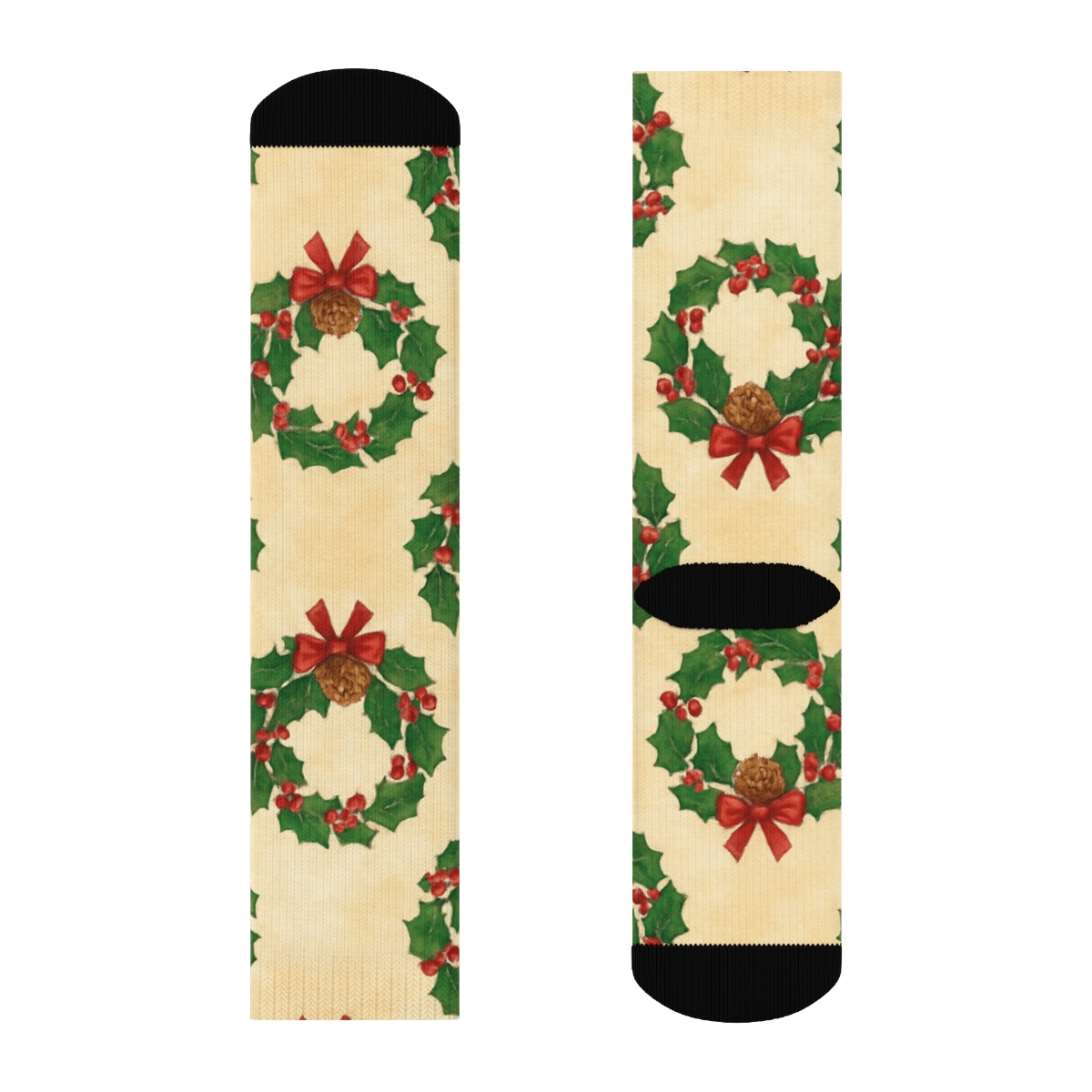 Merry Wreath Ring Christmas soft everyday crew socks