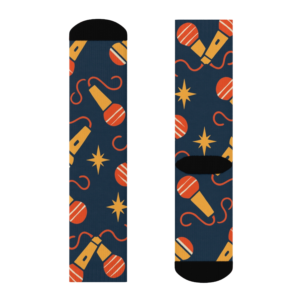 Microphone Chevron Rhythm In Reporter Style designer printed crew socks