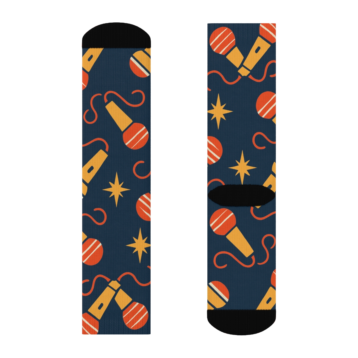 Microphone Chevron Rhythm In Reporter Style designer printed crew socks