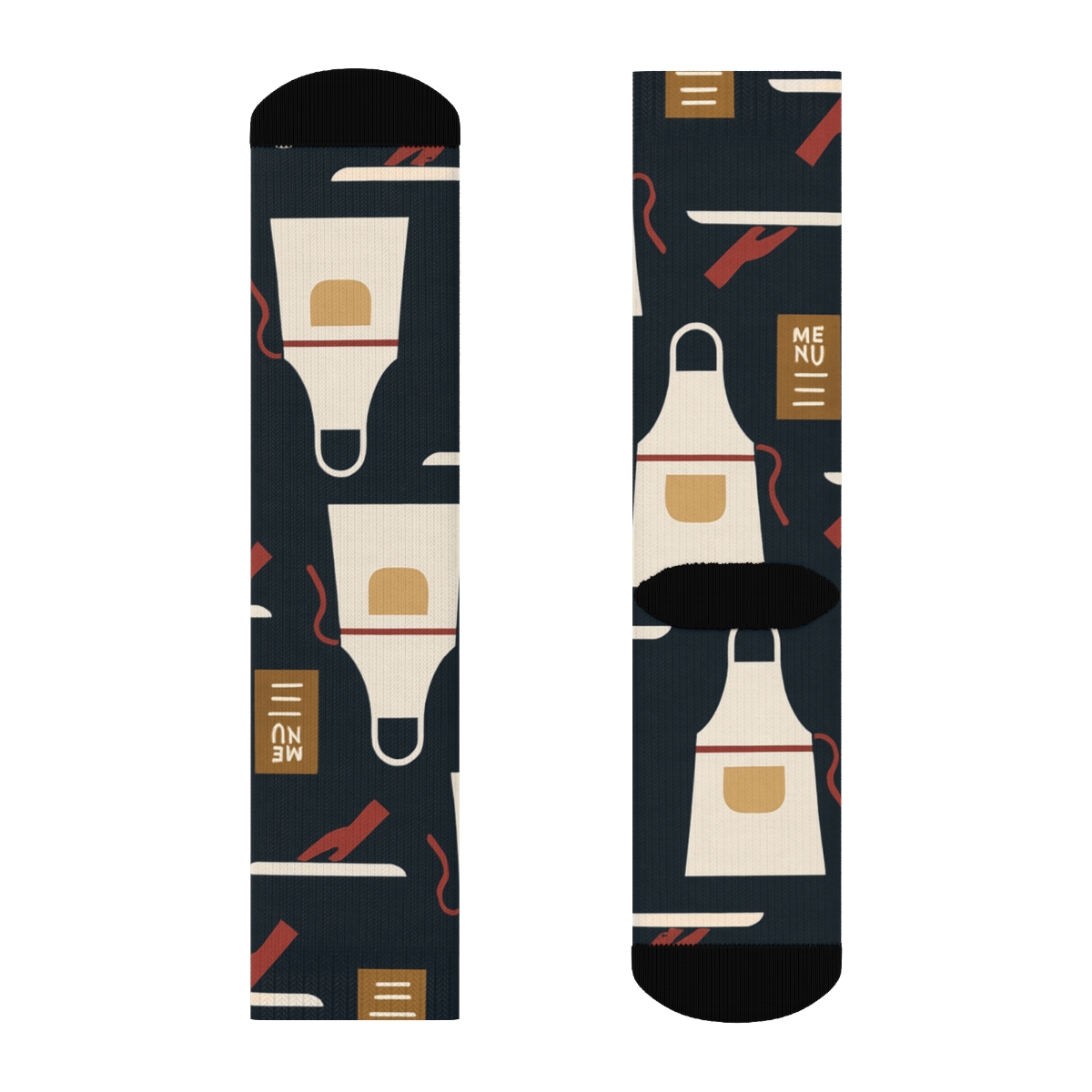 Midnight Apron Lattice Waiter Design comfortable cotton crew socks