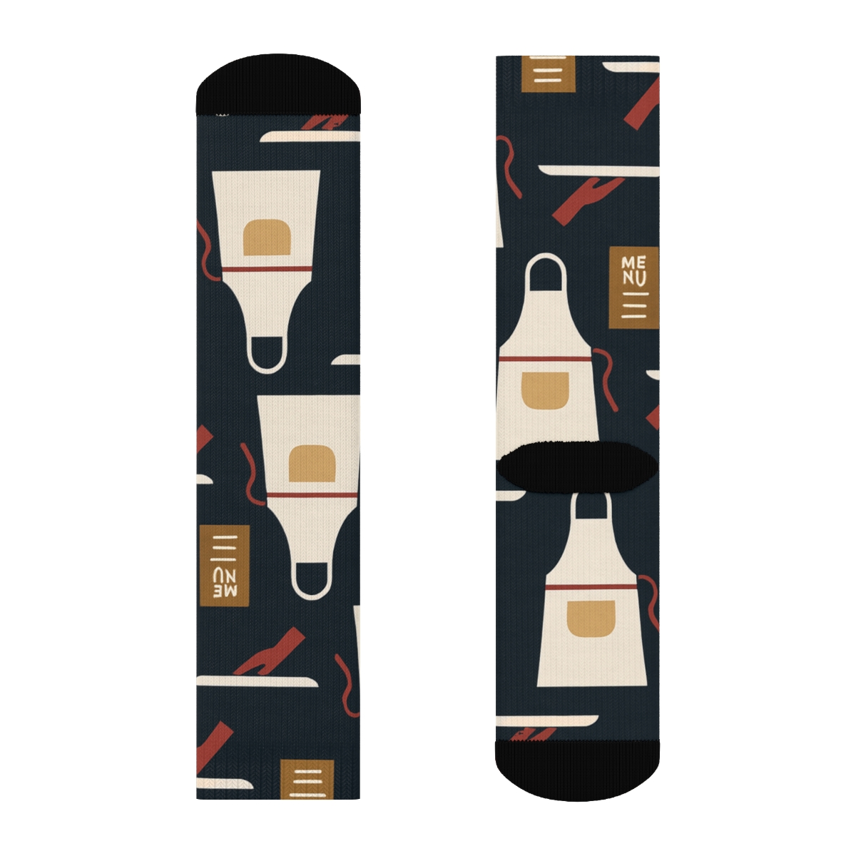 Midnight Apron Lattice Waiter Design comfortable cotton crew socks