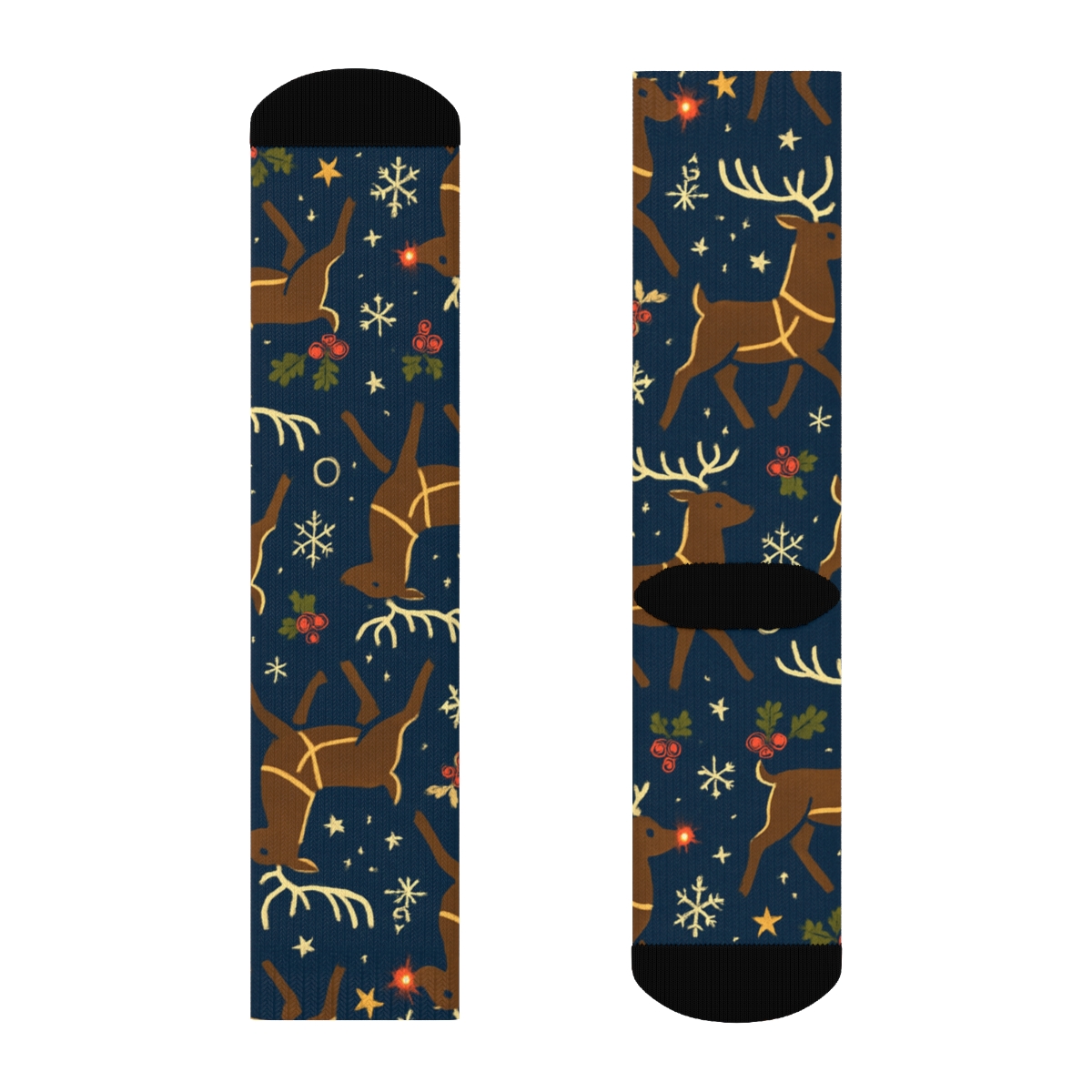 Midnight Blue Reindeer Parade With Rudolph personalized crew socks