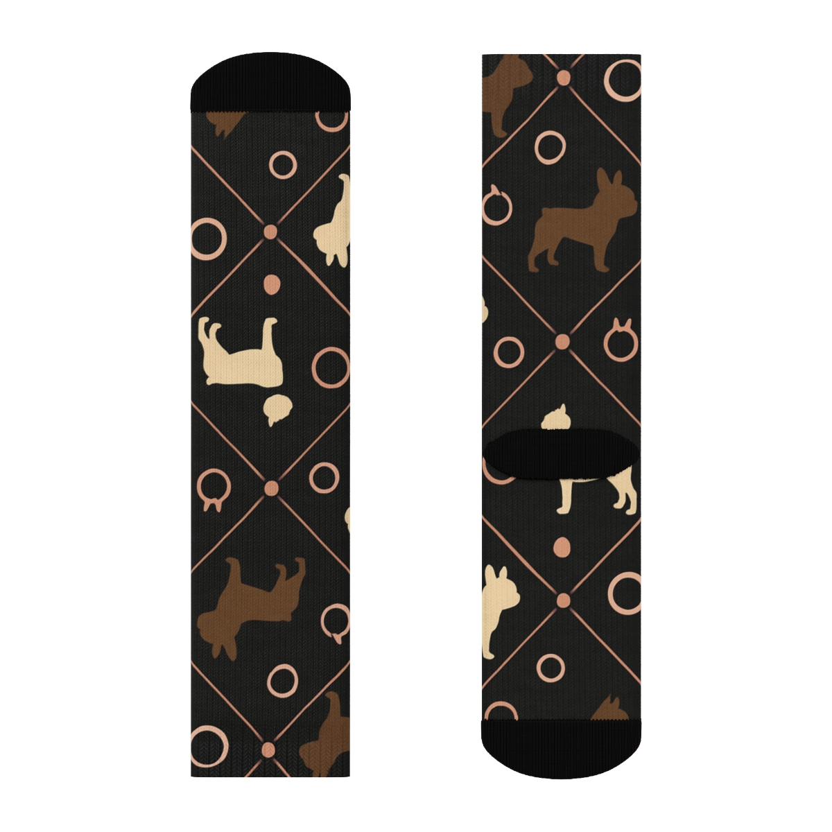 Midnight Bulldog Collar Constellation Lattice comfortable cotton crew socks