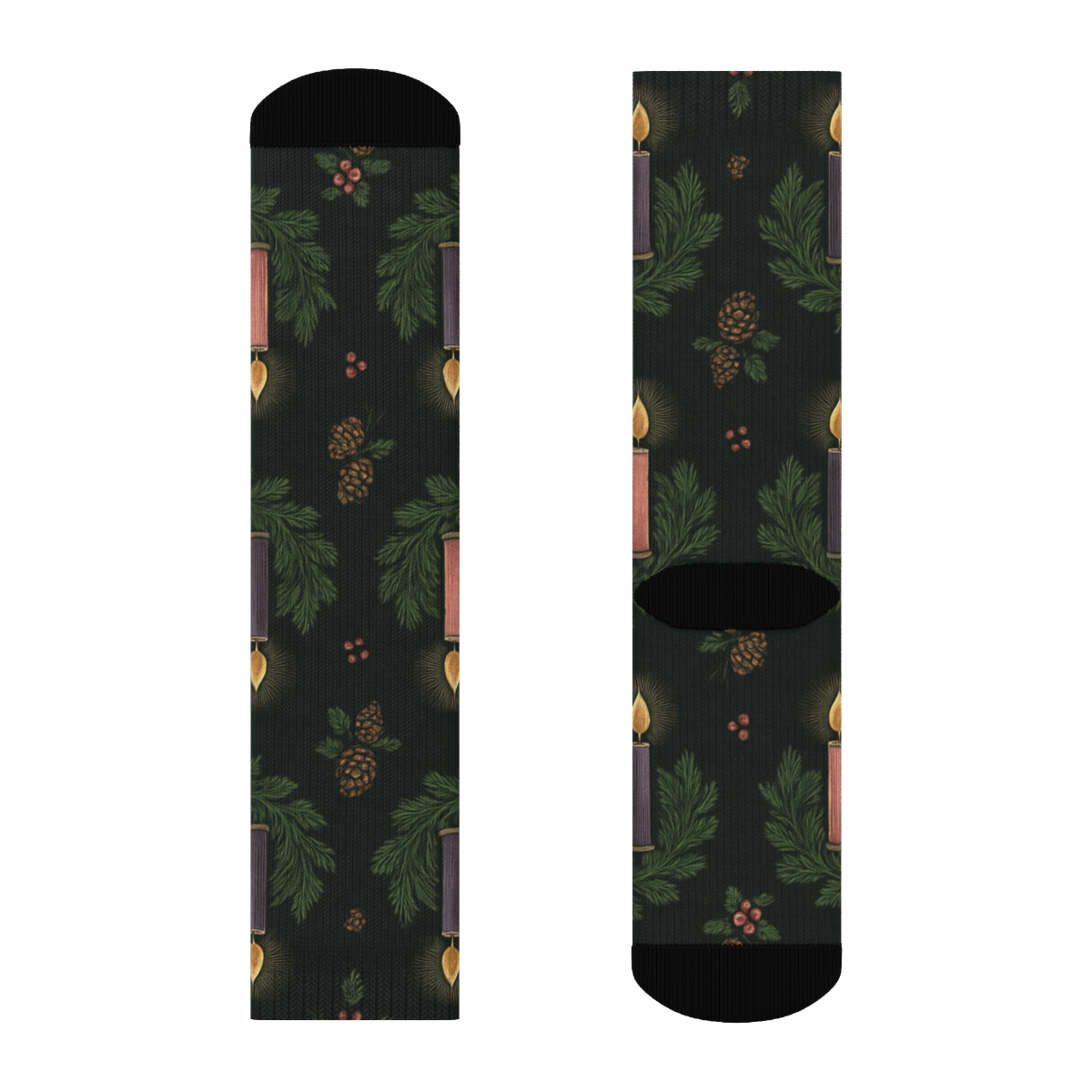 Midnight Candle Ring Grid With Advent Wreath Motifs premium sports crew socks