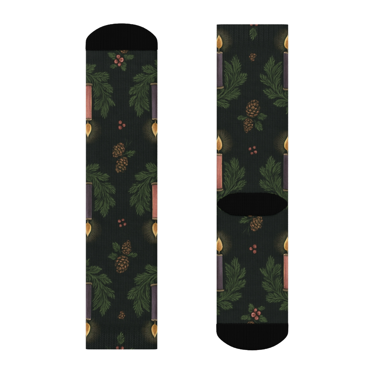 Midnight Candle Ring Grid With Advent Wreath Motifs premium sports crew socks