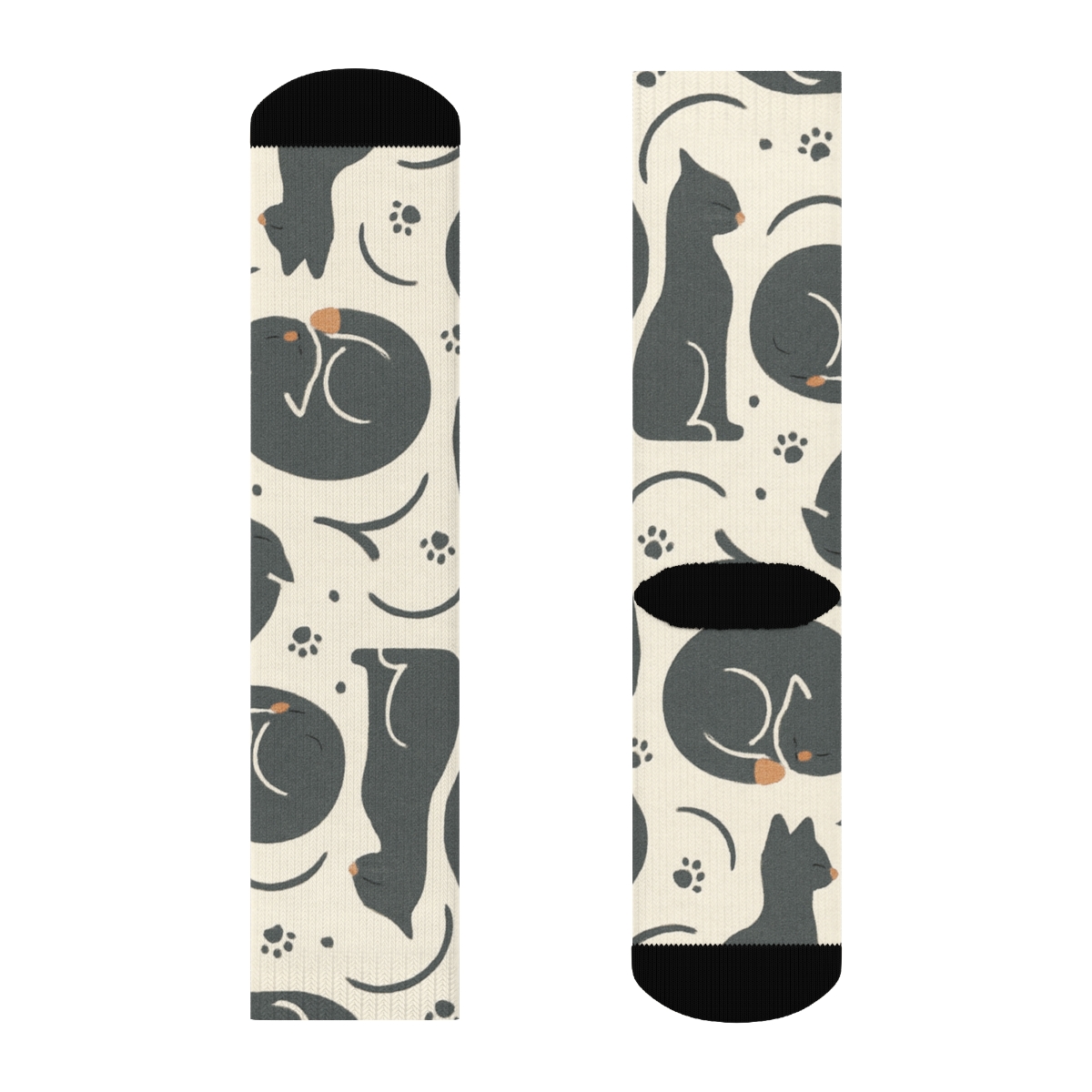 Midnight Cat Silhouette Quilt Tessellation trendy patterned crew socks