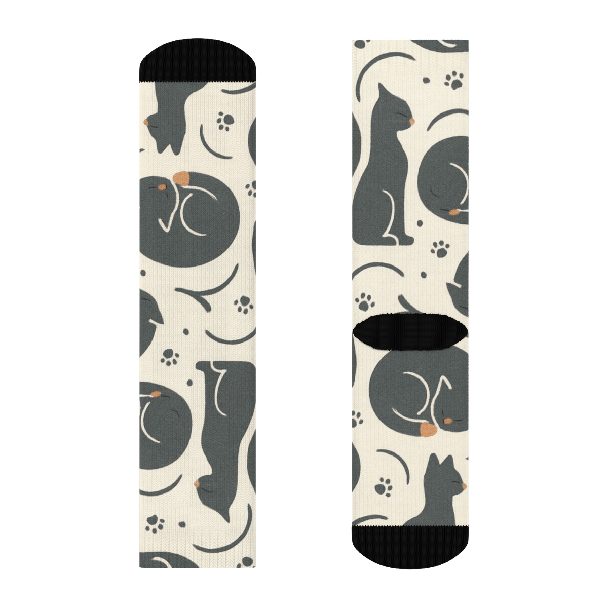 Midnight Cat Silhouette Quilt Tessellation trendy patterned crew socks