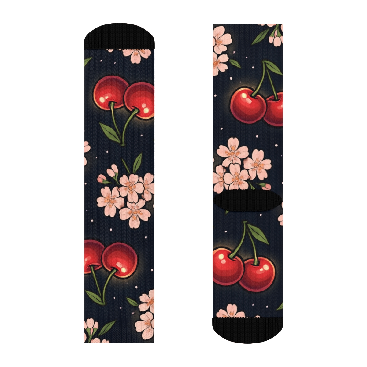 Midnight Constellation With Cherry Blossoms Pattern trendy patterned crew socks