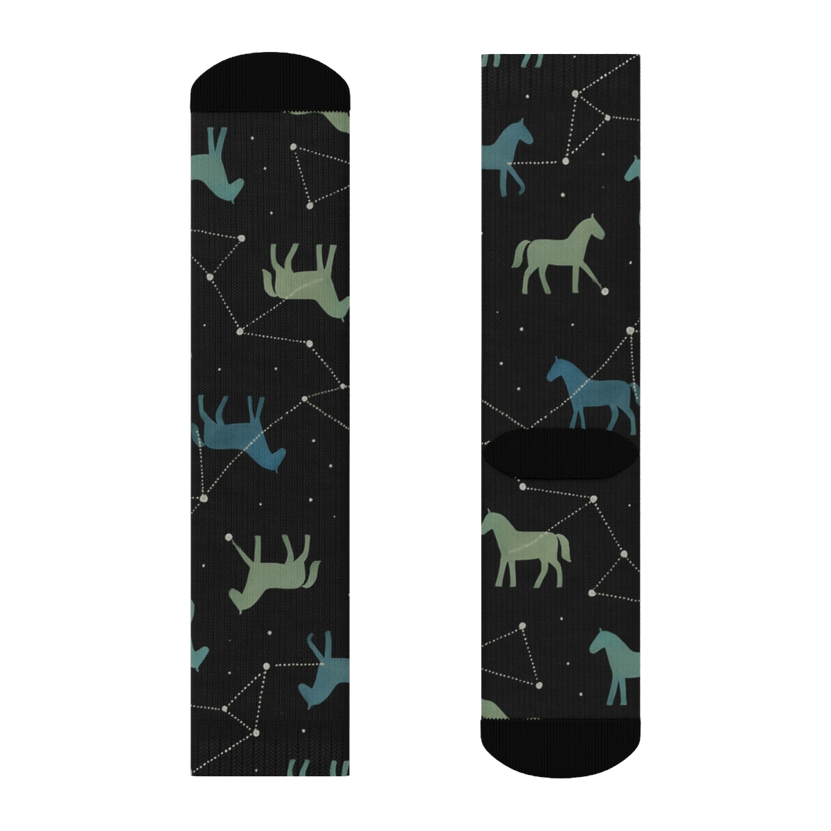 Midnight Constellation With Meadow Pony Silhouettes premium sports crew socks