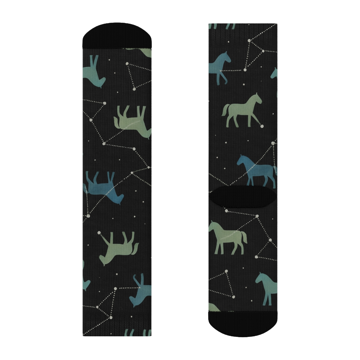 Midnight Constellation With Meadow Pony Silhouettes premium sports crew socks