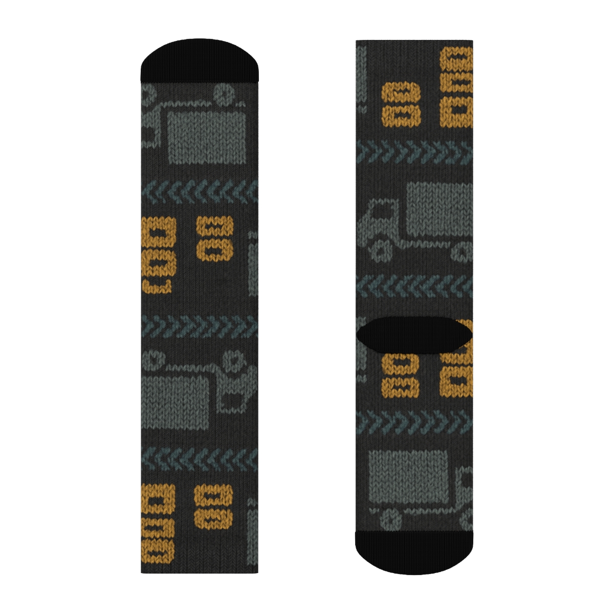 Midnight Convoy Pattern Truck Driver soft everyday crew socks
