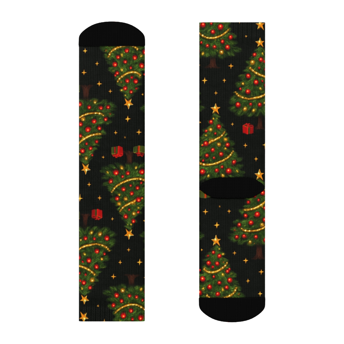 Midnight Garland Christmas Tree Grid premium sports crew socks