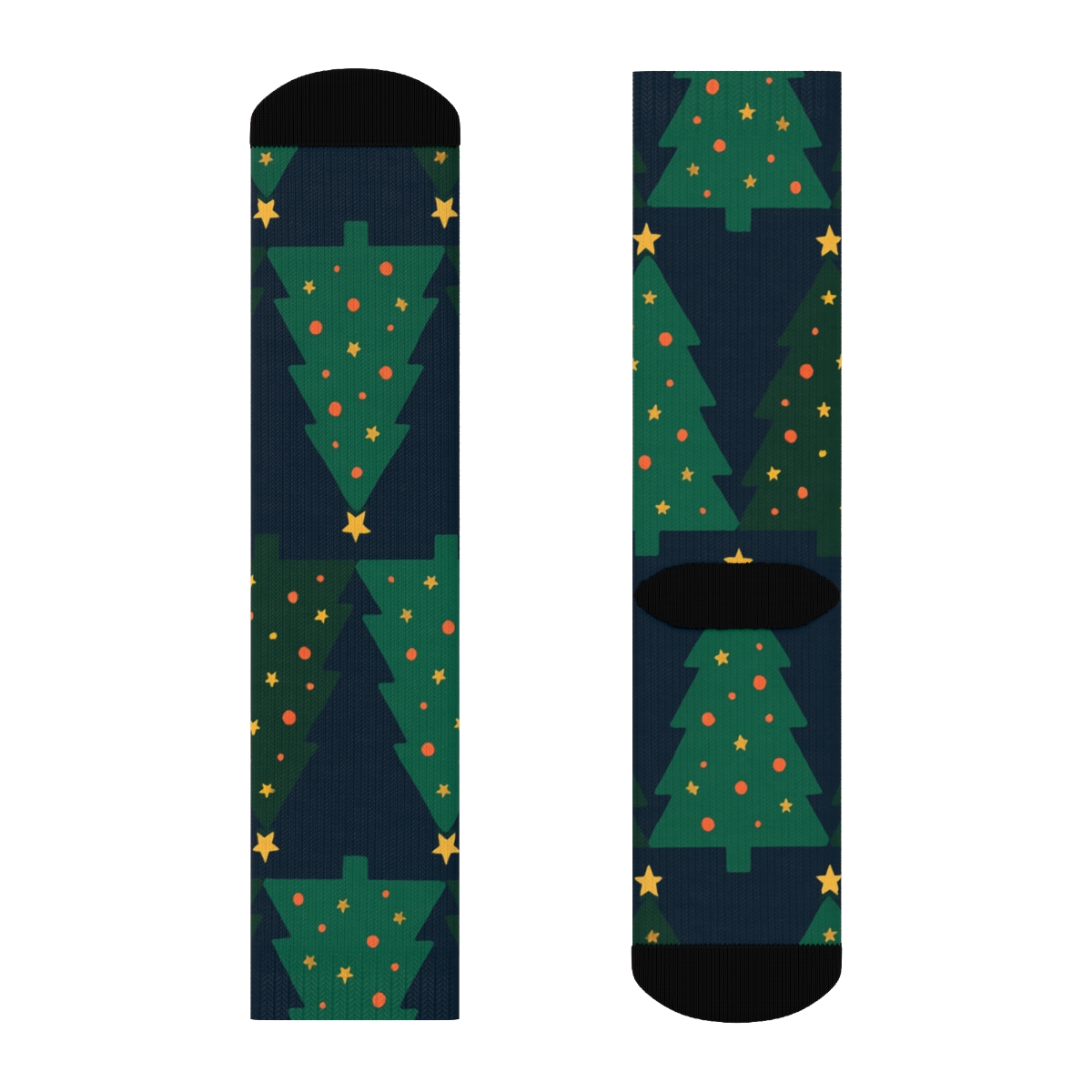 Midnight Garland Grid With Christmas Tree Motifs unique graphic crew socks