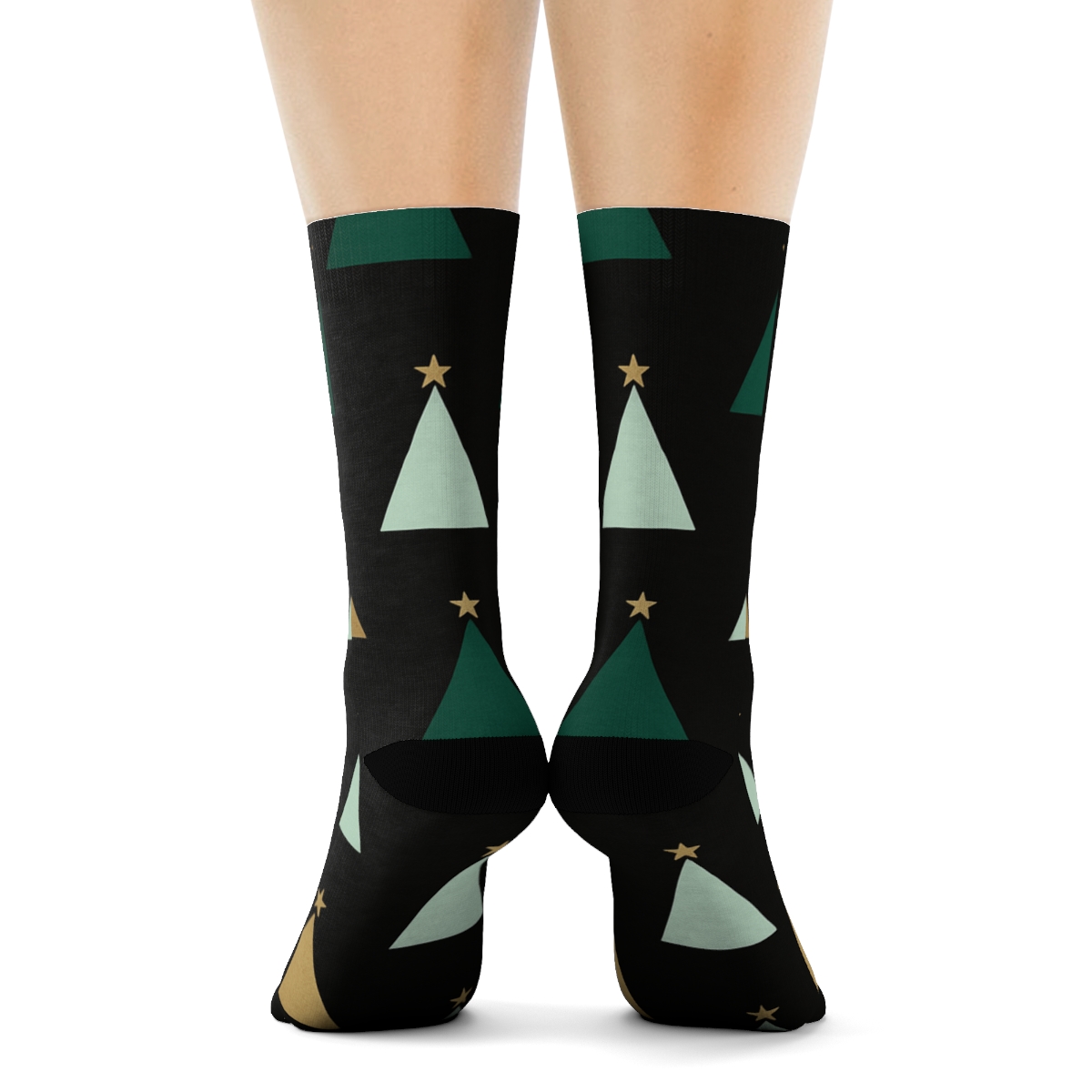 Midnight Holiday Tree Silhouette Scatter unique graphic crew socks