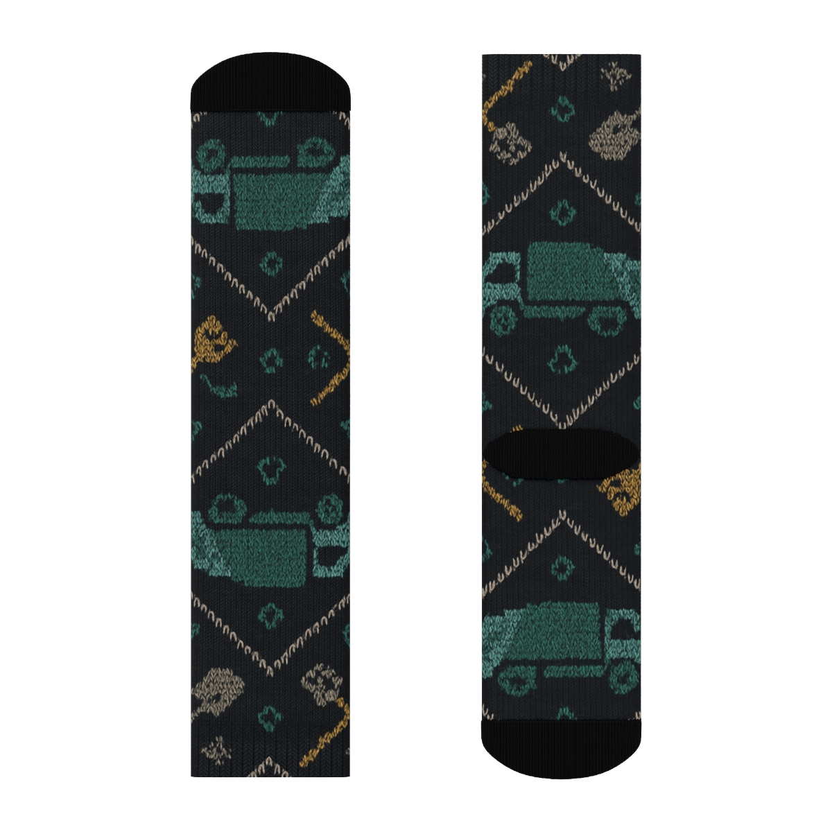 Midnight Knit Sanitation Worker Chevron Tiles personalized crew socks