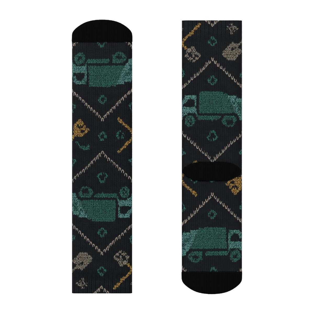 Midnight Knit Sanitation Worker Chevron Tiles personalized crew socks