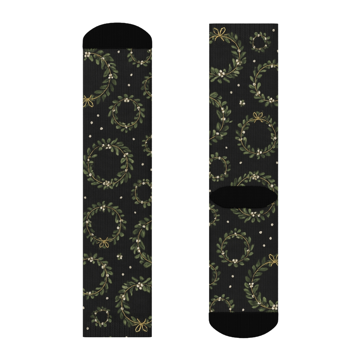 Midnight Mistletoe-Collage Wreath Orbits soft everyday crew socks