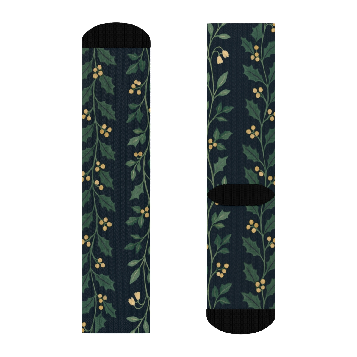 Midnight Mistletoe Vines unique graphic crew socks