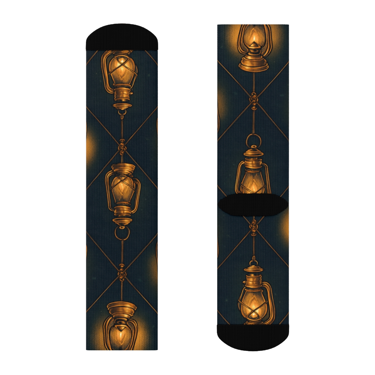 Midnight Oil Lantern Trellis Repeat custom crew socks