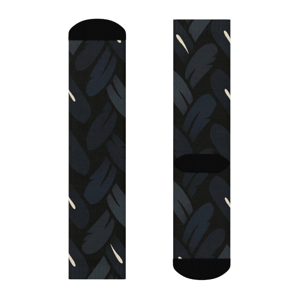 Midnight Owl Feather Lattice On Black Background stylish athletic crew socks