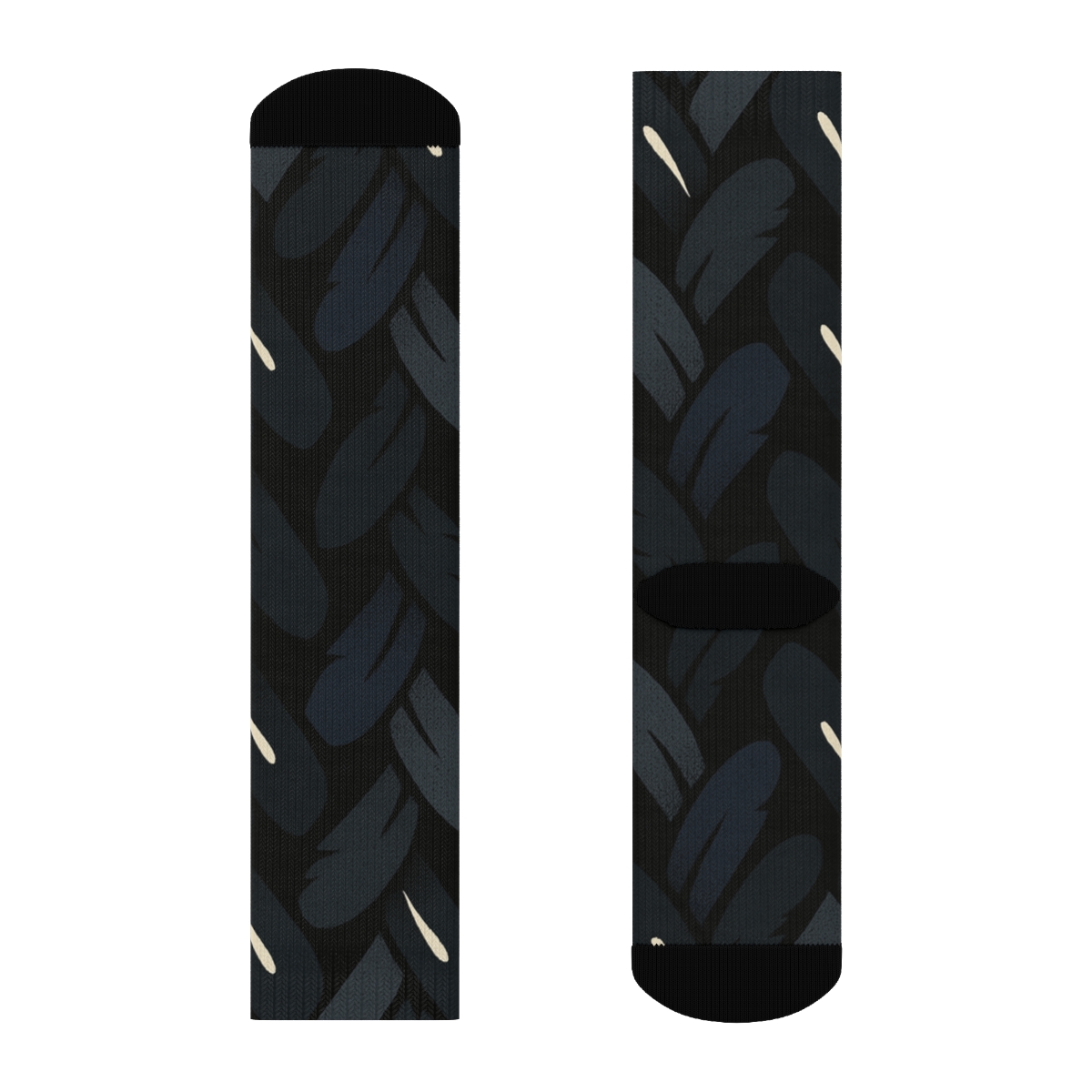 Midnight Owl Feather Lattice On Black Background stylish athletic crew socks