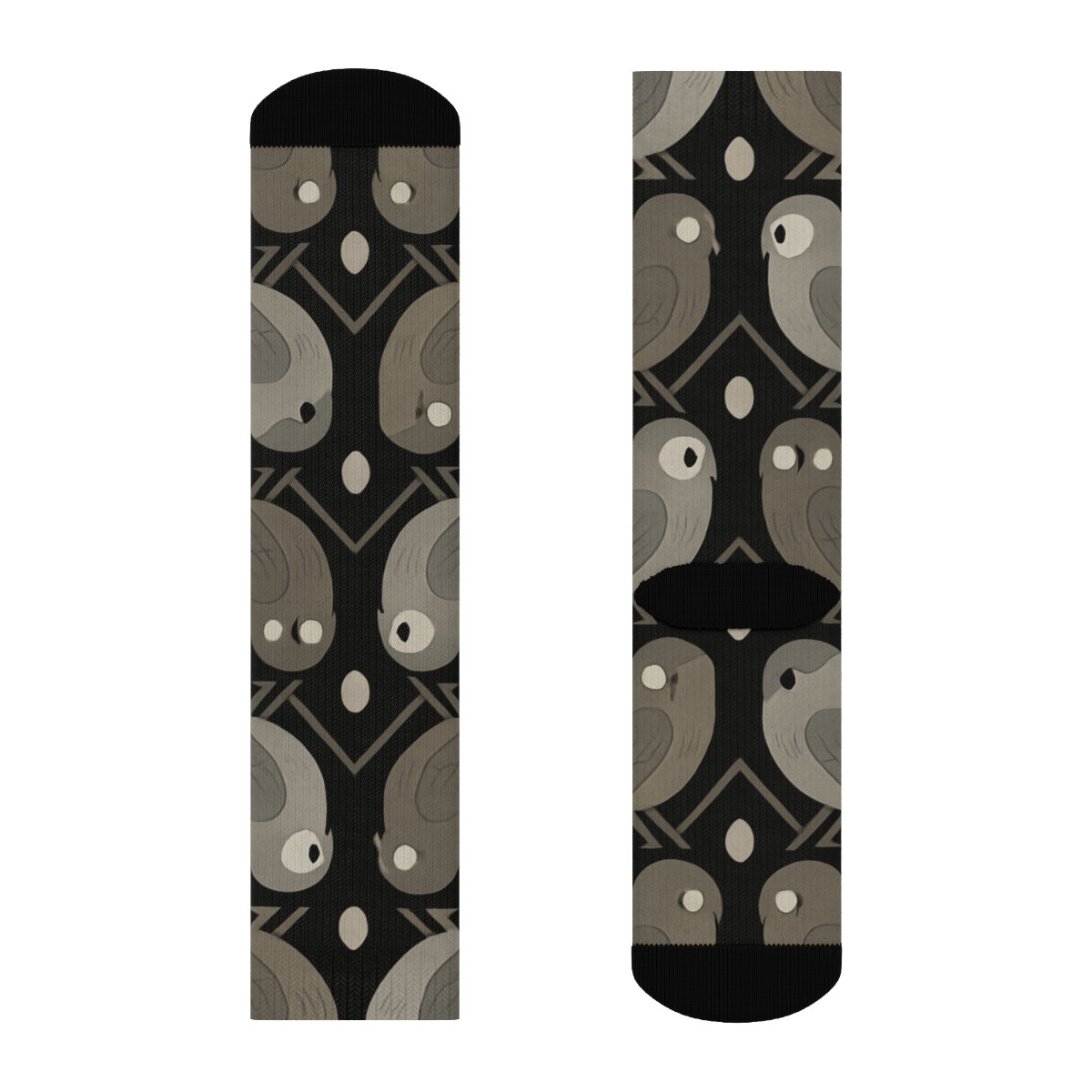 Midnight Owl Silhouette Lattice On Black custom crew socks