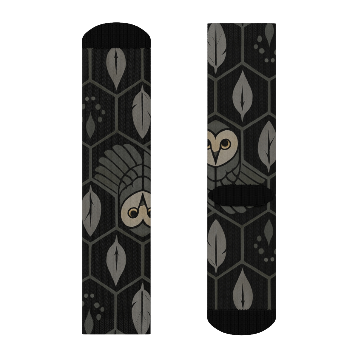 Midnight Owl Wing Lattice On Black Background soft everyday crew socks
