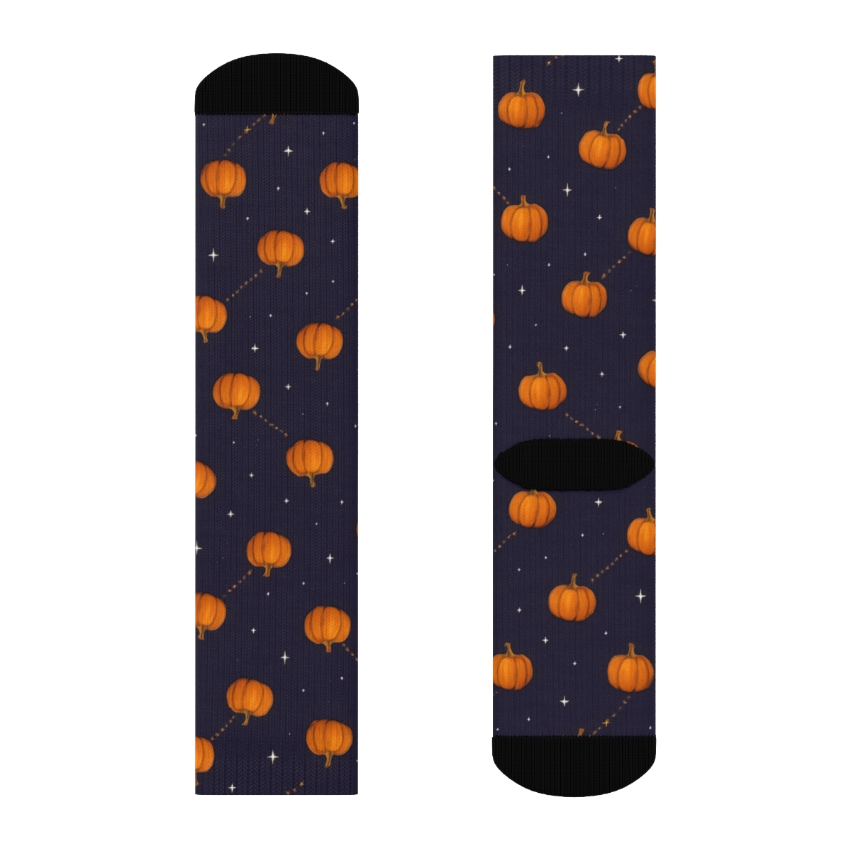 Midnight Pumpkin Glow Constellation On Deep Purple Background unique graphic crew socks