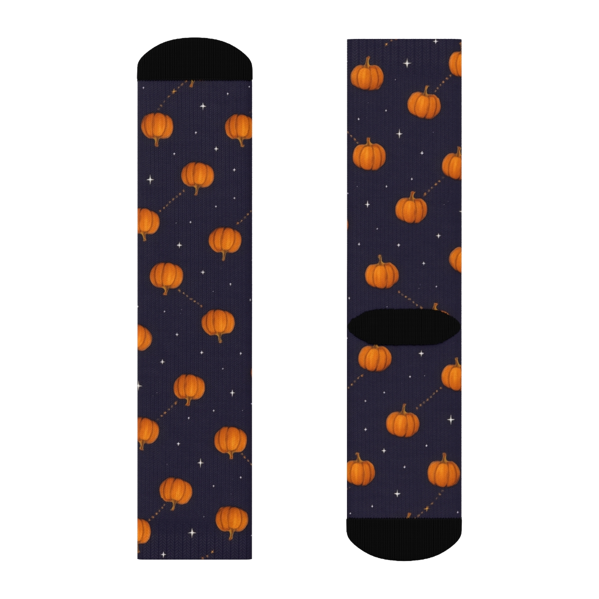 Midnight Pumpkin Glow Constellation On Deep Purple Background unique graphic crew socks