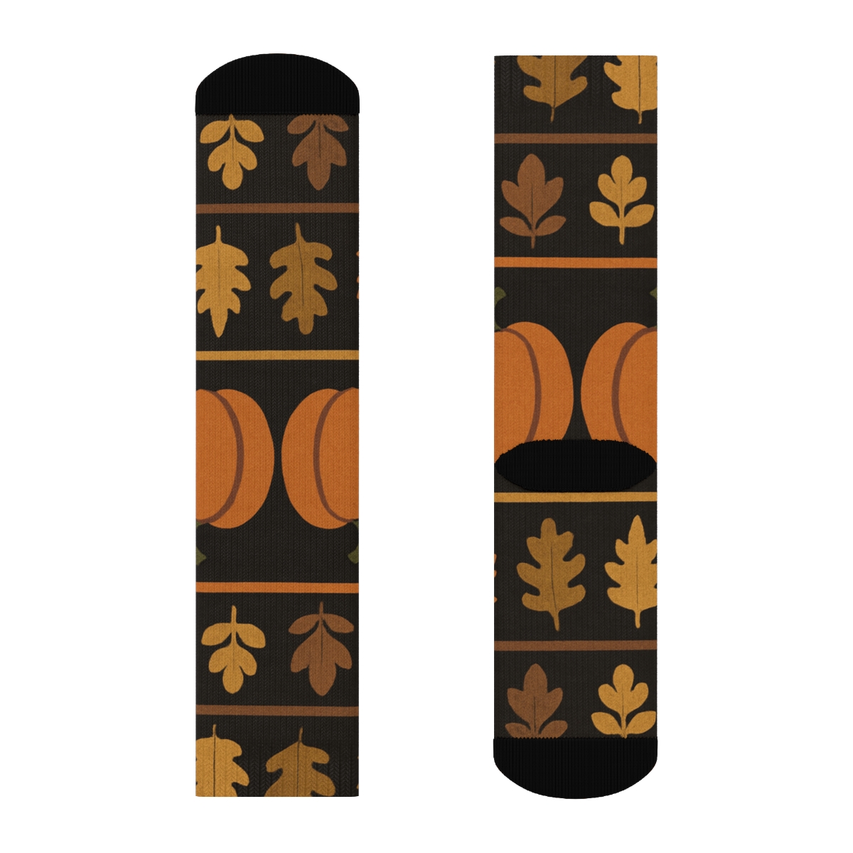 Midnight Pumpkin Mirror Patch With Leaf Silhouette Bands premium sports crew socks
