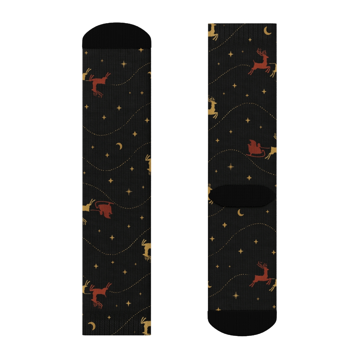 Midnight Sleigh Ride Wave Holiday Pattern stylish athletic crew socks