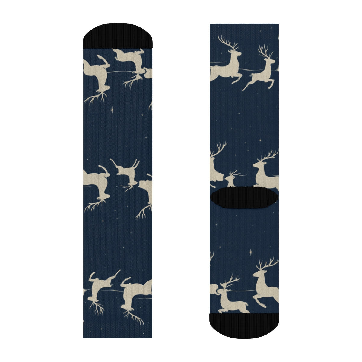 Midnight Sleigh Ride Xmas Wrap premium sports crew socks
