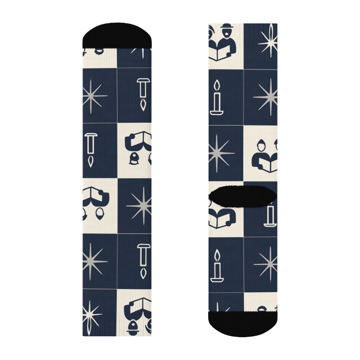 Midnight Star Carol Grid unique graphic crew socks