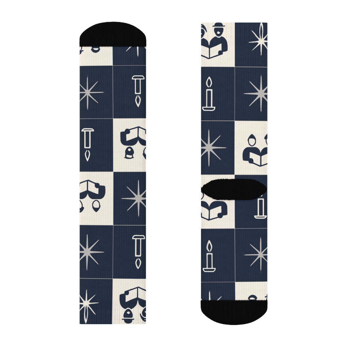 Midnight Star Carol Grid unique graphic crew socks