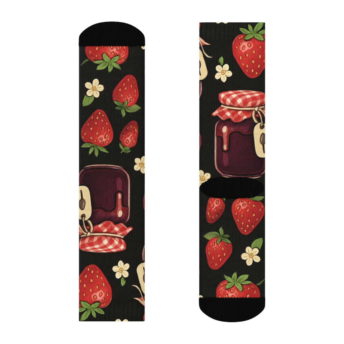 Midnight Strawberry Jam Jar Tile Parade trendy patterned crew socks