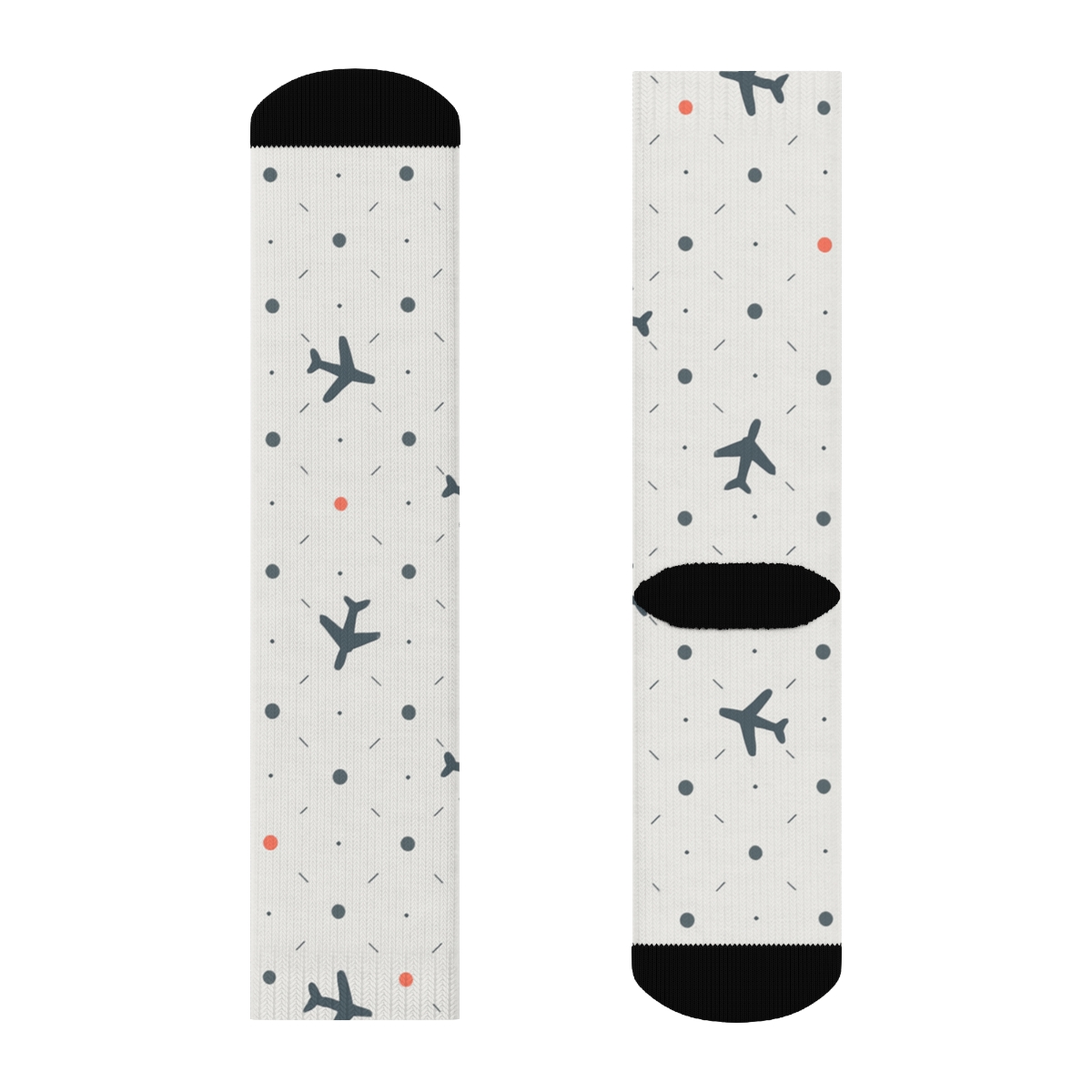 Minimal Airplane Silhouette Dot Grid soft everyday crew socks