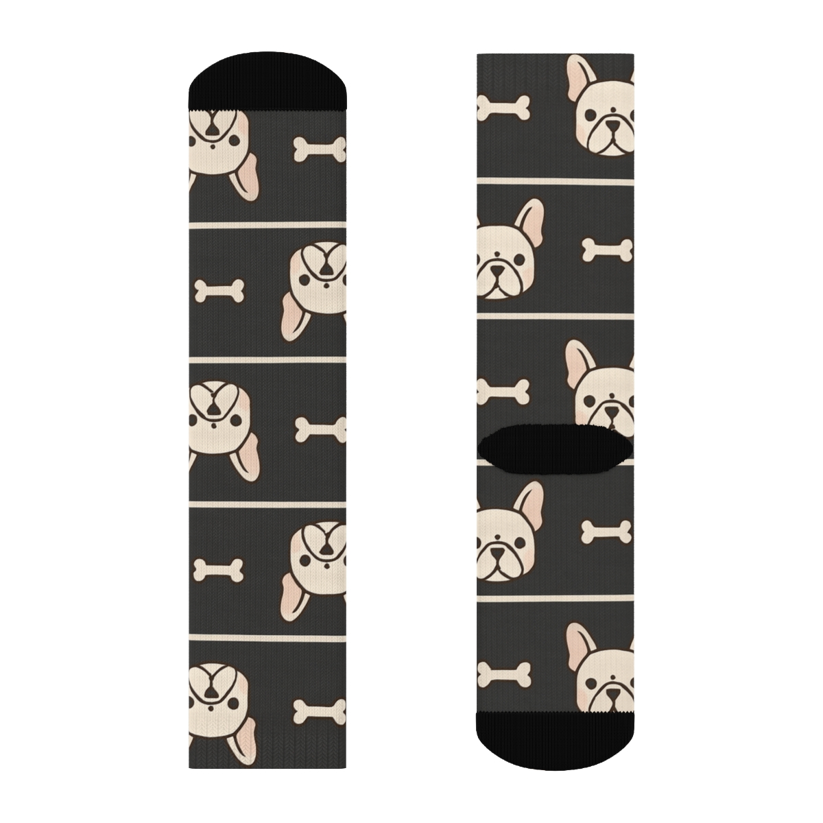 Minimal Bulldog Appearance and Bone Stripe Bands Crew Socks