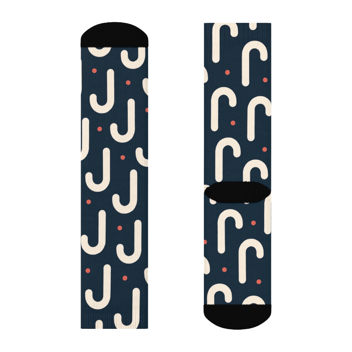 Minimal Candy Canes Silhouette Tessellation designer printed crew socks