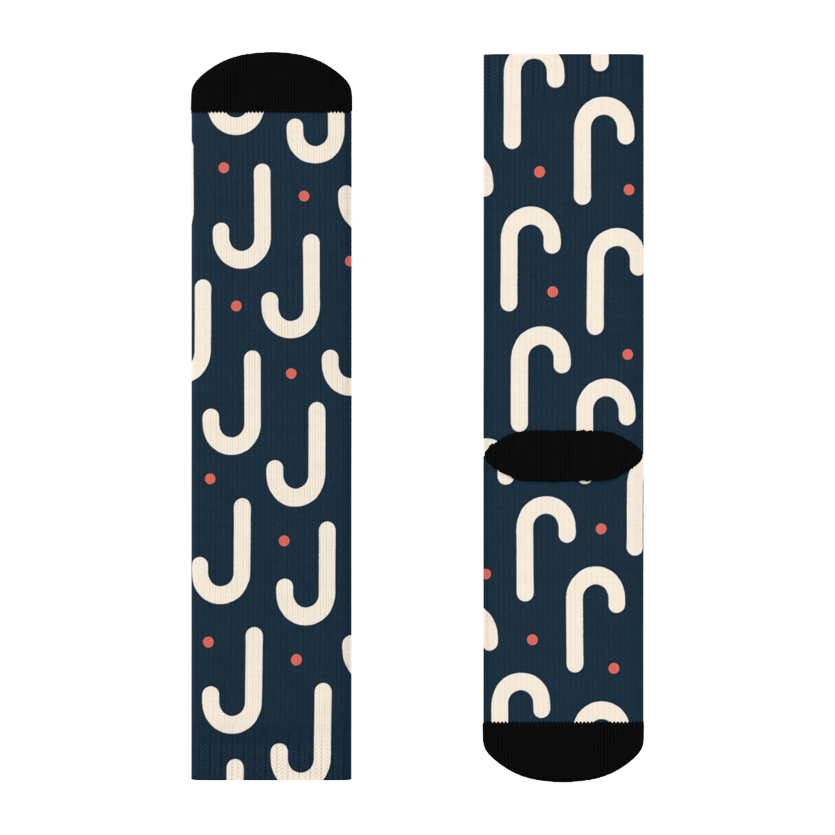 Minimal Candy Canes Silhouette Tessellation designer printed crew socks