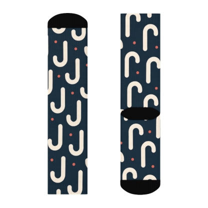 Minimal Candy Canes Silhouette Tessellation designer printed crew socks