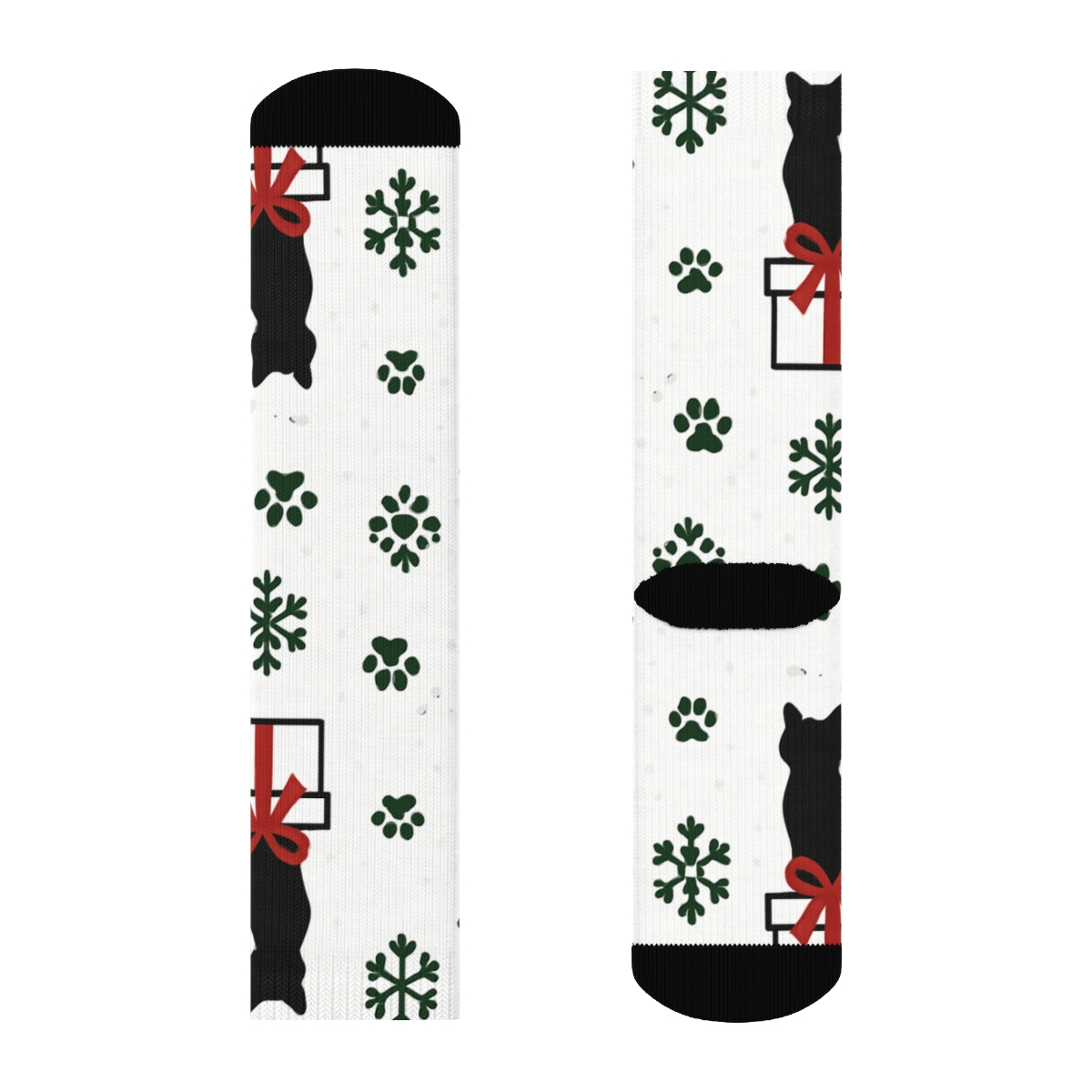 Minimal Cat Silhouette Gift Wrap Grid On White Background premium sports crew socks