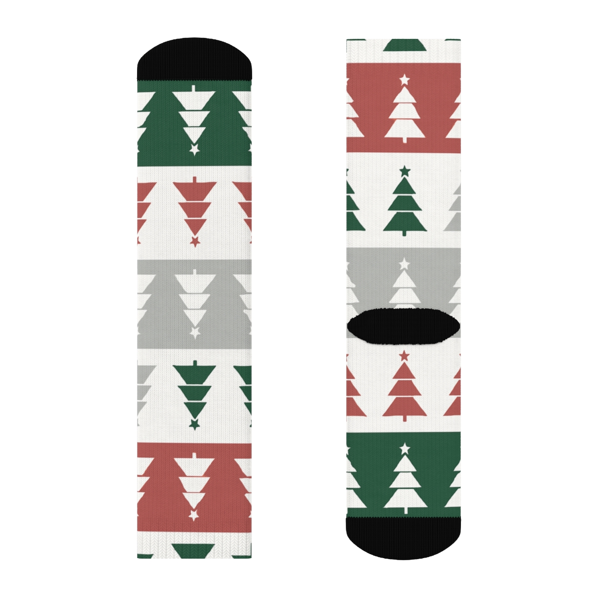 Minimal Christmas Tree Bands On White Background custom crew socks